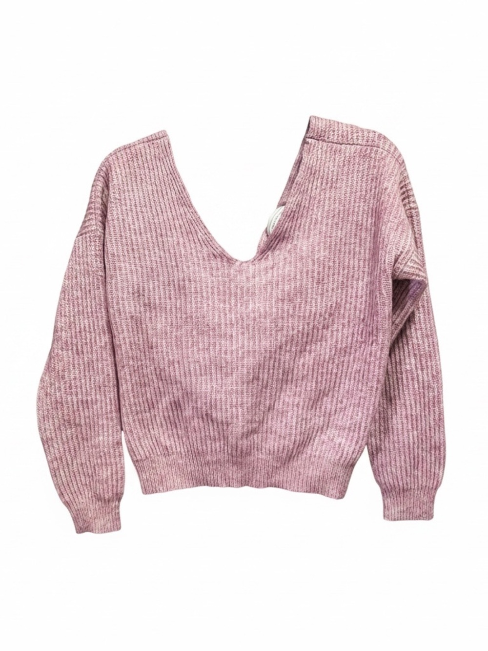 Anthropologie Angel of the North Pink Twist Knot Back V-Neck Sweater Size Small